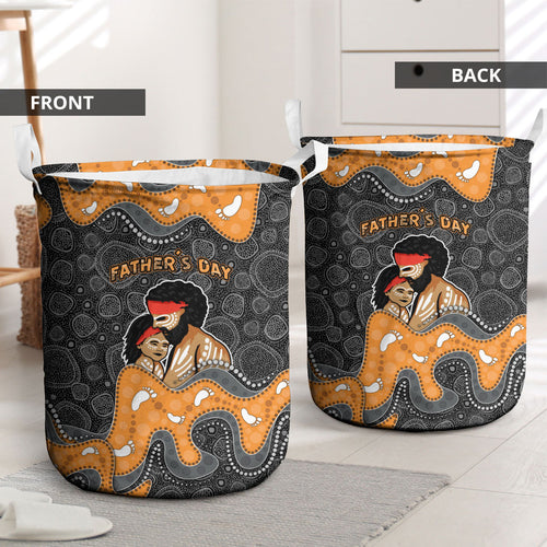 Australia Aboriginal Fathers Day Laundry Basket Indigenous Dot Art - Family Footprint