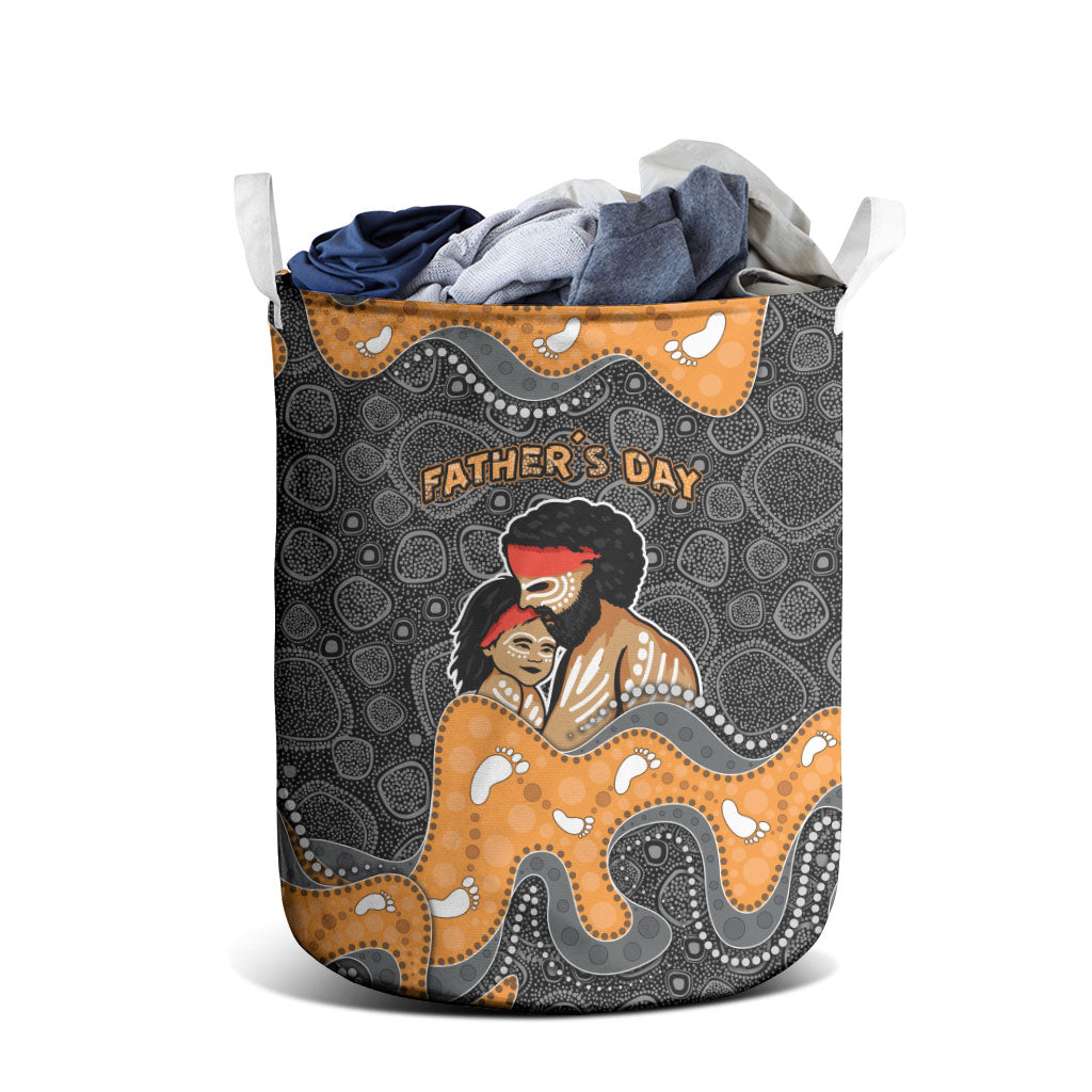 Australia Aboriginal Fathers Day Laundry Basket Indigenous Dot Art - Family Footprint