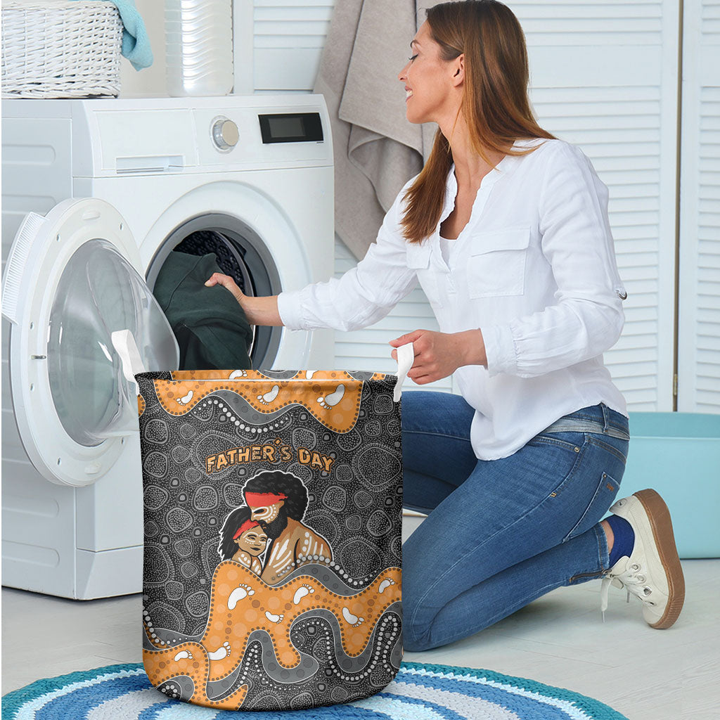 Australia Aboriginal Fathers Day Laundry Basket Indigenous Dot Art - Family Footprint