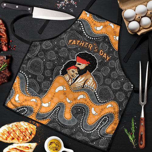 Australia Aboriginal Fathers Day Apron Indigenous Dot Art - Family Footprint