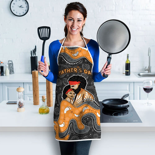 Australia Aboriginal Fathers Day Apron Indigenous Dot Art - Family Footprint