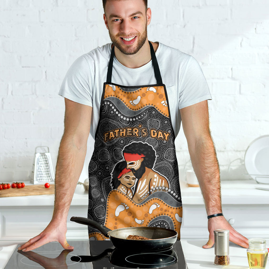 Australia Aboriginal Fathers Day Apron Indigenous Dot Art - Family Footprint