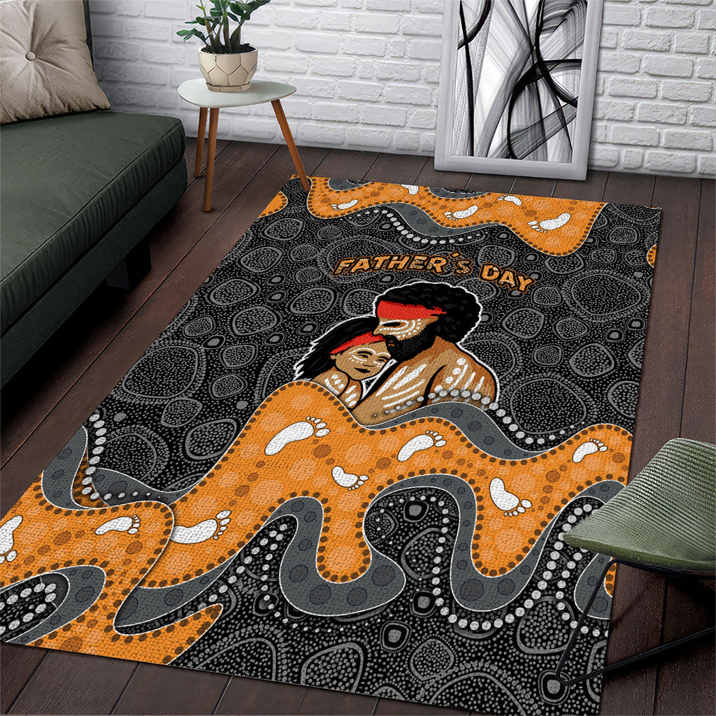 Australia Aboriginal Fathers Day Area Rug Indigenous Dot Art - Family Footprint