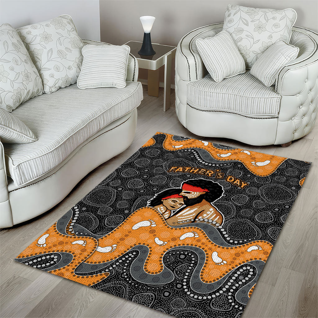 Australia Aboriginal Fathers Day Area Rug Indigenous Dot Art - Family Footprint