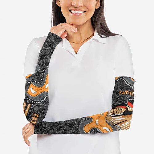Australia Aboriginal Fathers Day Arm Sleeves Indigenous Dot Art - Family Footprint