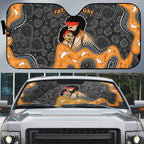 Australia Aboriginal Fathers Day Auto Sun Shade Indigenous Dot Art - Family Footprint