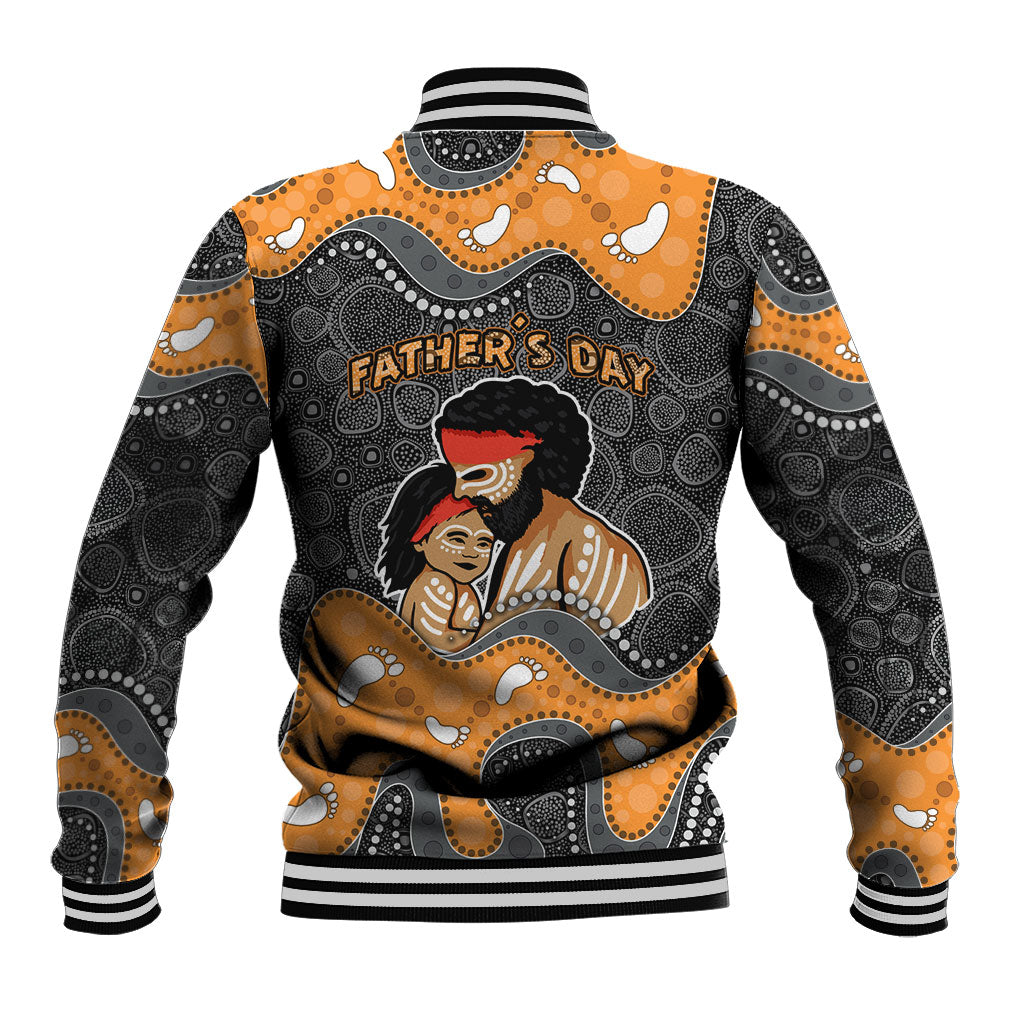 Australia Aboriginal Fathers Day Baseball Jacket Indigenous Dot Art - Family Footprint