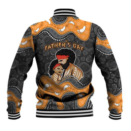 Australia Aboriginal Fathers Day Baseball Jacket Indigenous Dot Art - Family Footprint