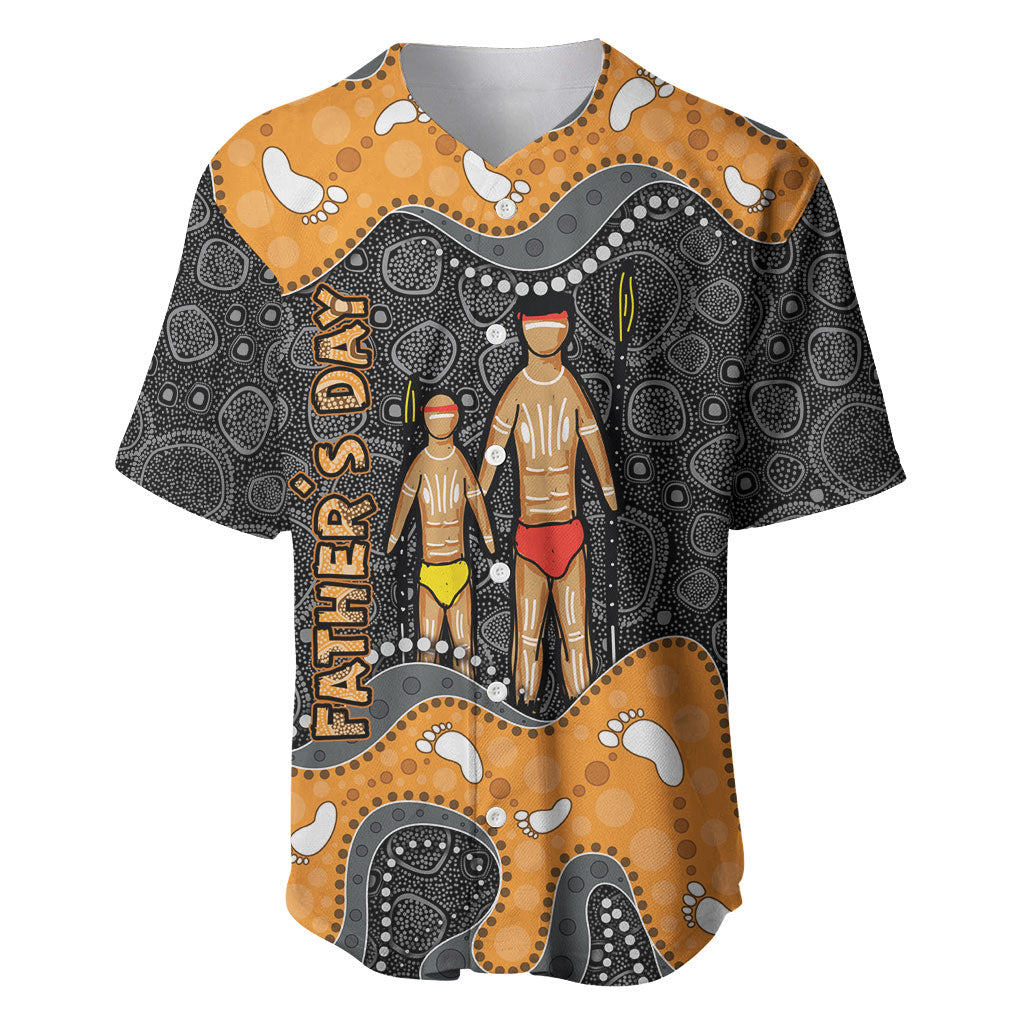 Australia Aboriginal Fathers Day Baseball Jersey Indigenous Dot Art - Family Footprint