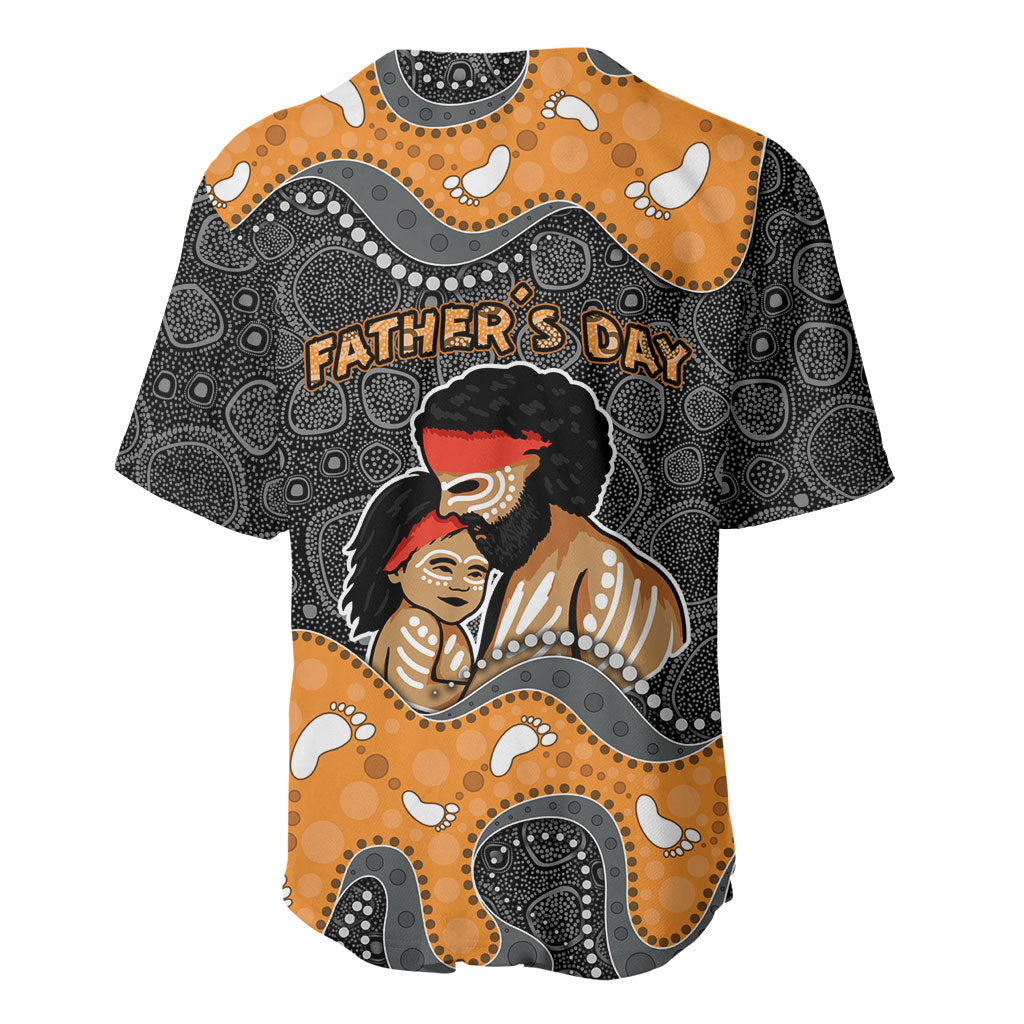 Australia Aboriginal Fathers Day Baseball Jersey Indigenous Dot Art - Family Footprint