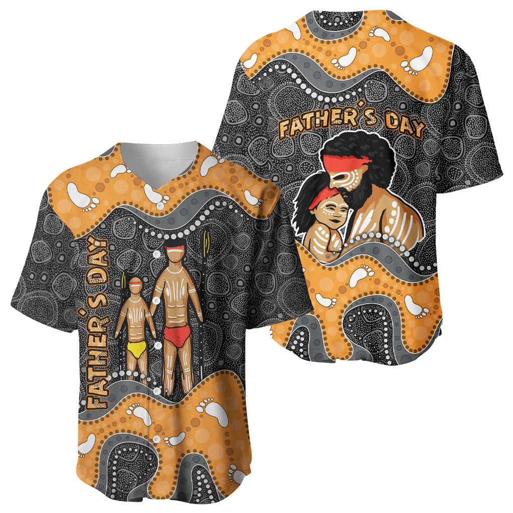 Australia Aboriginal Fathers Day Baseball Jersey Indigenous Dot Art - Family Footprint