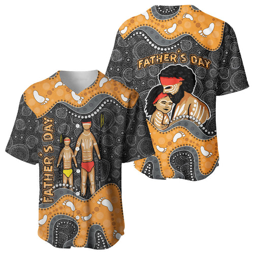 Australia Aboriginal Fathers Day Baseball Jersey Indigenous Dot Art - Family Footprint