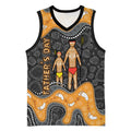 Australia Aboriginal Fathers Day Basketball Jersey Indigenous Dot Art - Family Footprint