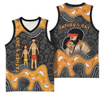 Australia Aboriginal Fathers Day Basketball Jersey Indigenous Dot Art - Family Footprint