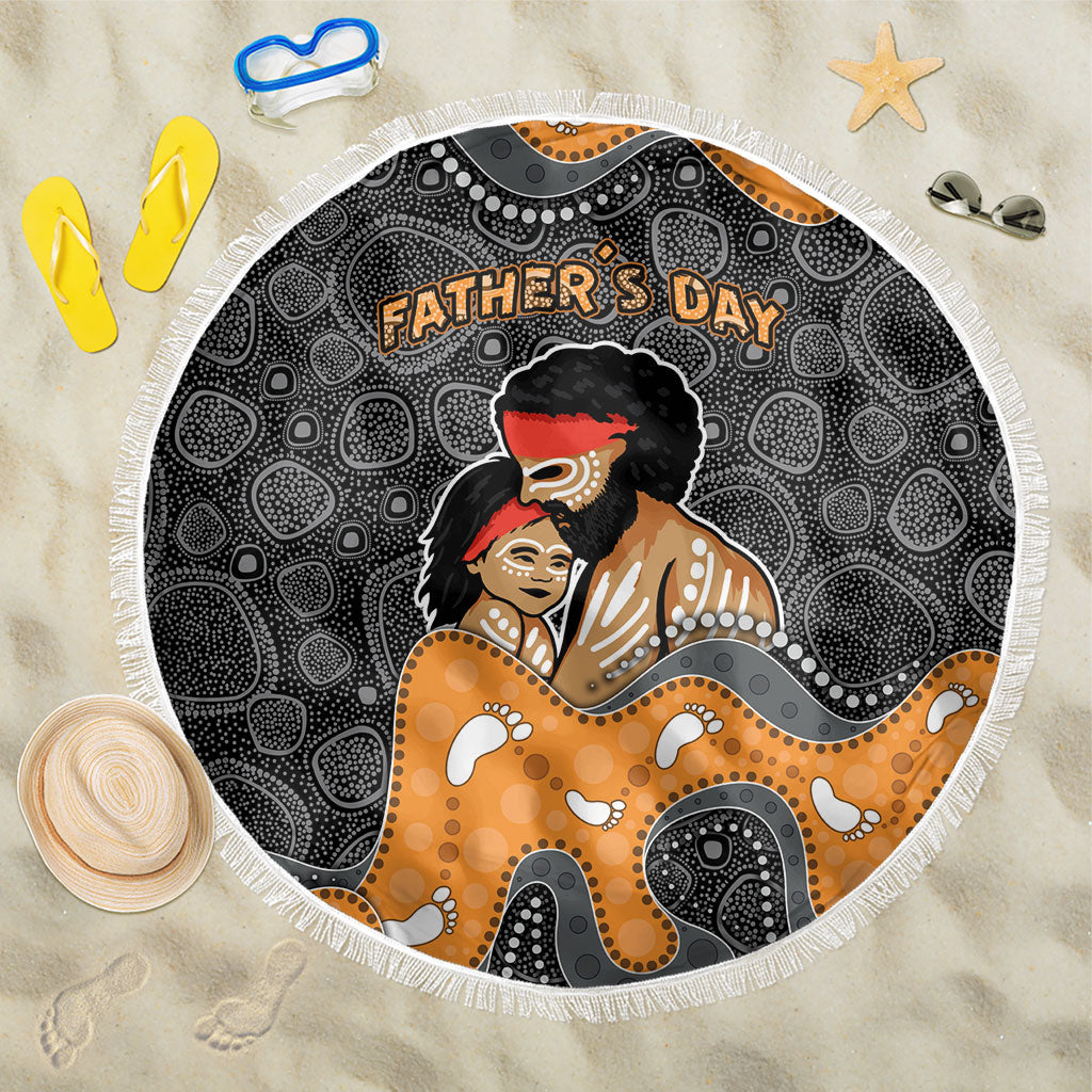 Australia Aboriginal Fathers Day Beach Blanket Indigenous Dot Art - Family Footprint