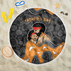 Australia Aboriginal Fathers Day Beach Blanket Indigenous Dot Art - Family Footprint