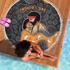 Australia Aboriginal Fathers Day Beach Blanket Indigenous Dot Art - Family Footprint