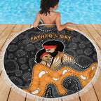 Australia Aboriginal Fathers Day Beach Blanket Indigenous Dot Art - Family Footprint