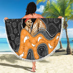 Australia Aboriginal Fathers Day Beach Blanket Indigenous Dot Art - Family Footprint