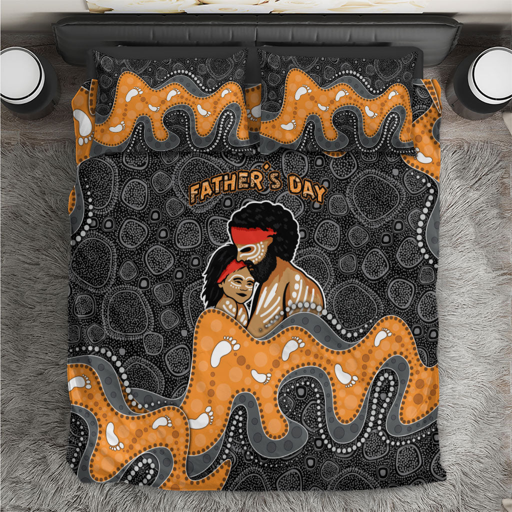 Australia Aboriginal Fathers Day Bedding Set Indigenous Dot Art - Family Footprint