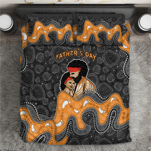 Australia Aboriginal Fathers Day Bedding Set Indigenous Dot Art - Family Footprint
