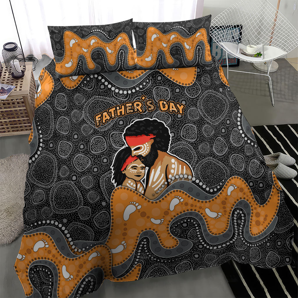 Australia Aboriginal Fathers Day Bedding Set Indigenous Dot Art - Family Footprint