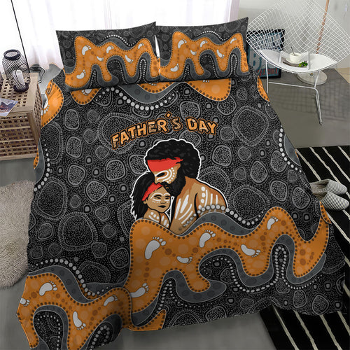 Australia Aboriginal Fathers Day Bedding Set Indigenous Dot Art - Family Footprint