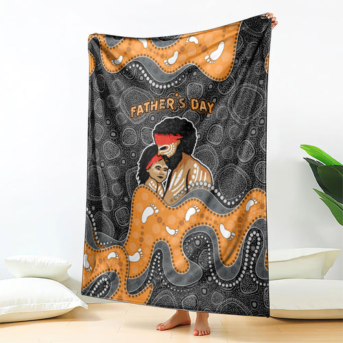 Australia Aboriginal Fathers Day Blanket Indigenous Dot Art - Family Footprint