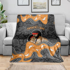 Australia Aboriginal Fathers Day Blanket Indigenous Dot Art - Family Footprint