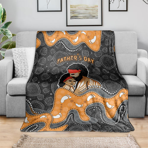 Australia Aboriginal Fathers Day Blanket Indigenous Dot Art - Family Footprint