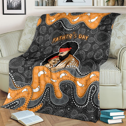 Australia Aboriginal Fathers Day Blanket Indigenous Dot Art - Family Footprint