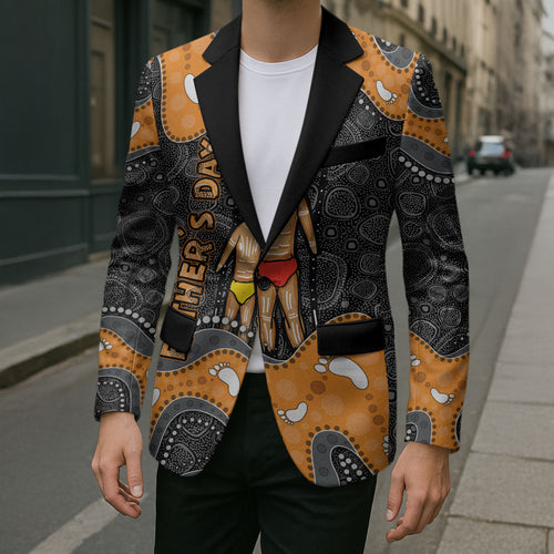 Australia Aboriginal Fathers Day Blazer Indigenous Dot Art - Family Footprint