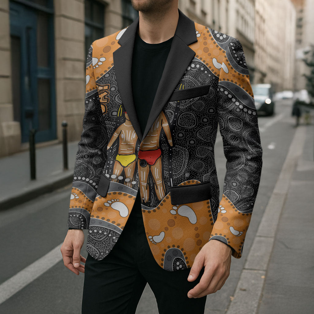 Australia Aboriginal Fathers Day Blazer Indigenous Dot Art - Family Footprint