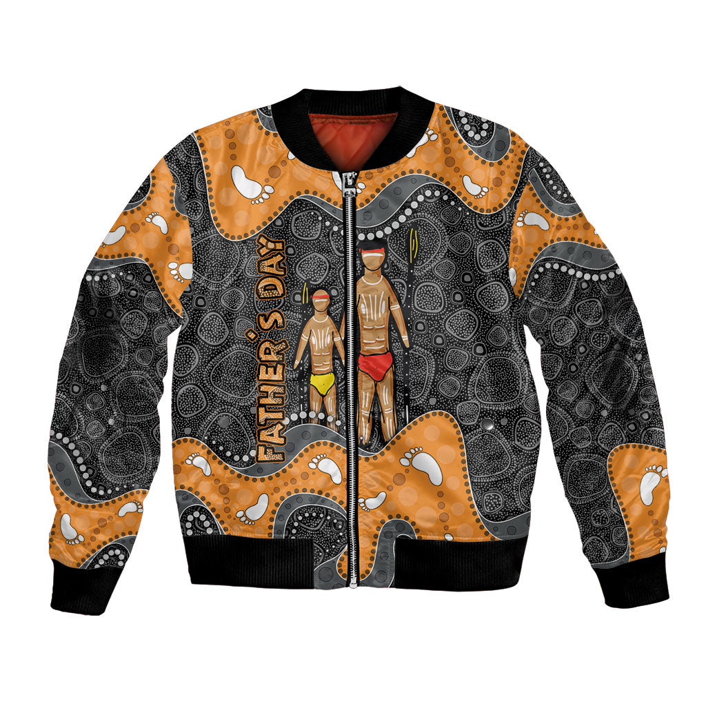 Australia Aboriginal Fathers Day Bomber Jacket Indigenous Dot Art - Family Footprint