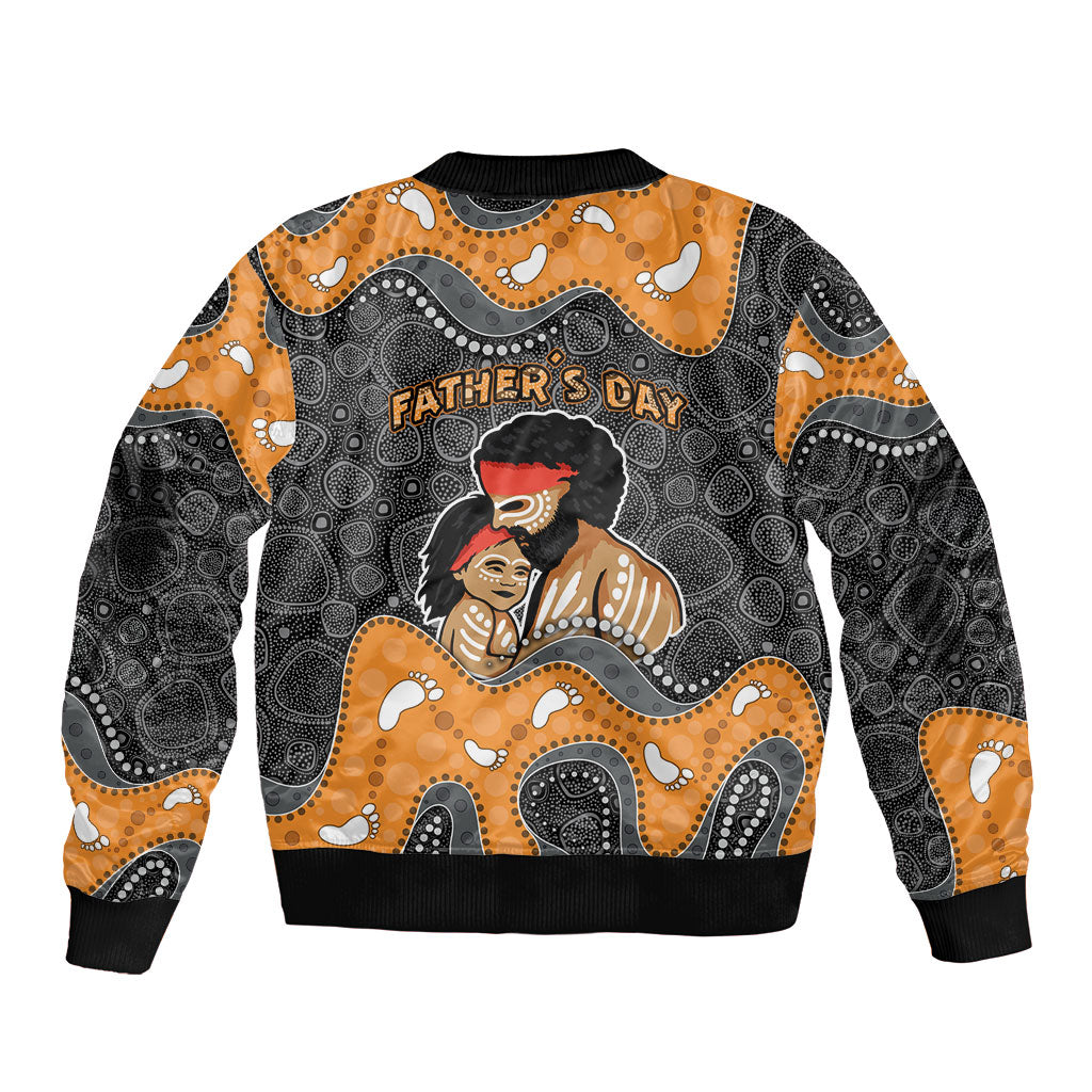 Australia Aboriginal Fathers Day Bomber Jacket Indigenous Dot Art - Family Footprint