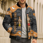 Australia Aboriginal Fathers Day Bomber Puffer Jacket Indigenous Dot Art - Family Footprint