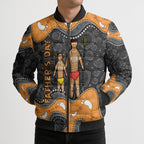 Australia Aboriginal Fathers Day Bomber Puffer Jacket Indigenous Dot Art - Family Footprint