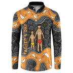 Australia Aboriginal Fathers Day Button Sweatshirt Indigenous Dot Art - Family Footprint