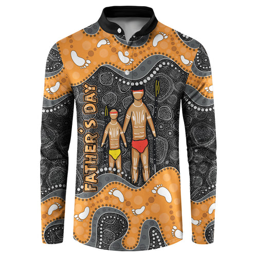Australia Aboriginal Fathers Day Button Sweatshirt Indigenous Dot Art - Family Footprint
