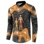 Australia Aboriginal Fathers Day Button Sweatshirt Indigenous Dot Art - Family Footprint