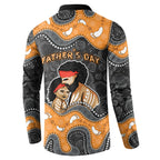 Australia Aboriginal Fathers Day Button Sweatshirt Indigenous Dot Art - Family Footprint