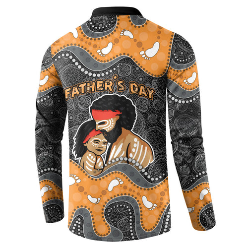 Australia Aboriginal Fathers Day Button Sweatshirt Indigenous Dot Art - Family Footprint