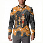 Australia Aboriginal Fathers Day Button Sweatshirt Indigenous Dot Art - Family Footprint