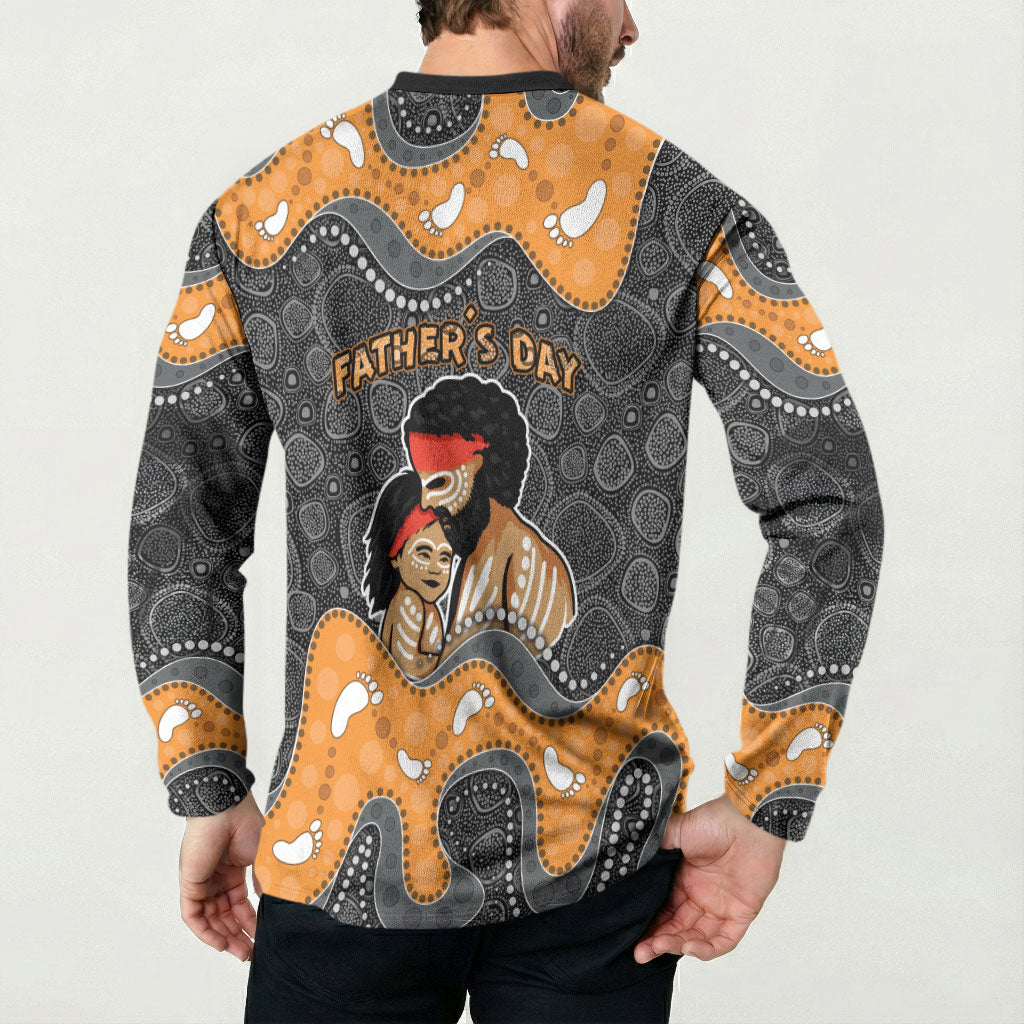 Australia Aboriginal Fathers Day Button Sweatshirt Indigenous Dot Art - Family Footprint