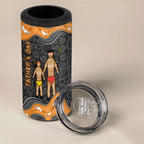 Australia Aboriginal Fathers Day 4 in 1 Can Cooler Tumbler Indigenous Dot Art - Family Footprint