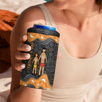 Australia Aboriginal Fathers Day 4 in 1 Can Cooler Tumbler Indigenous Dot Art - Family Footprint