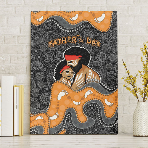 Australia Aboriginal Fathers Day Canvas Wall Art Indigenous Dot Art - Family Footprint