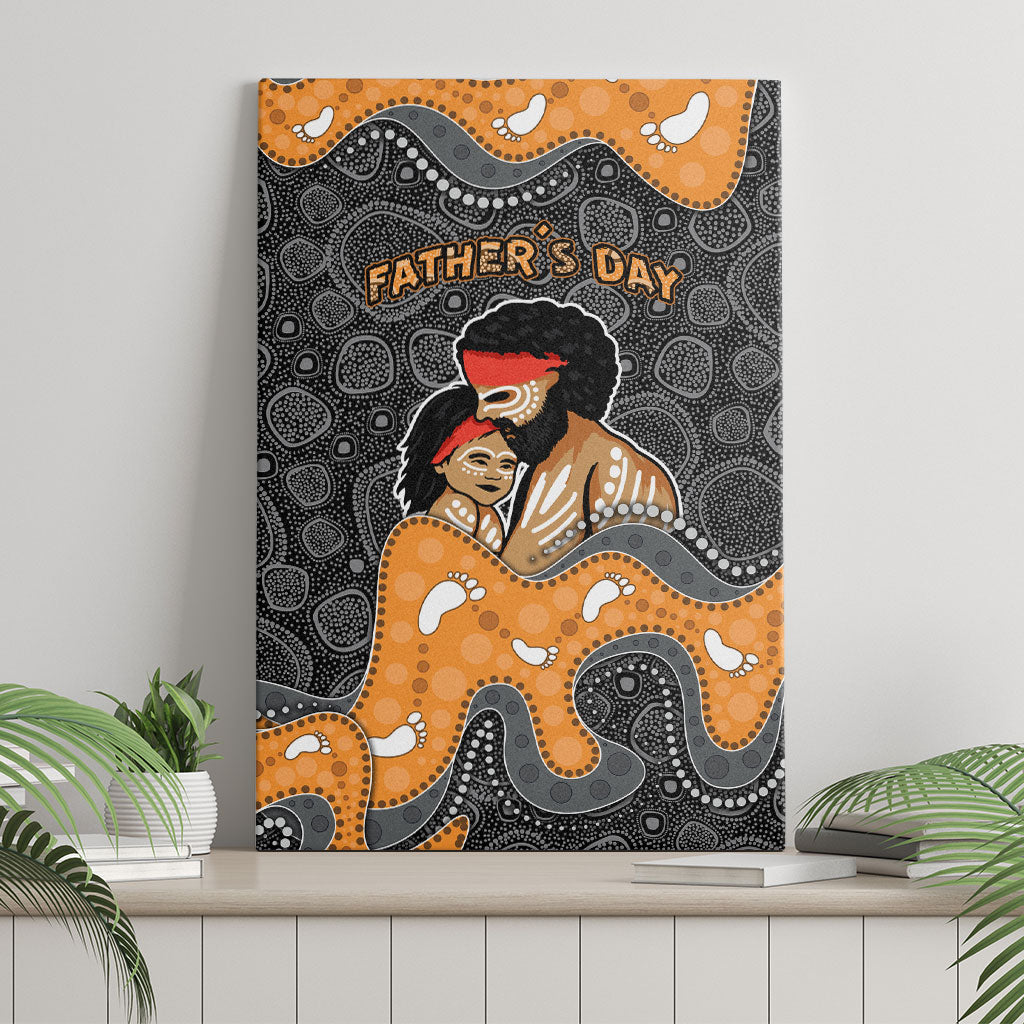 Australia Aboriginal Fathers Day Canvas Wall Art Indigenous Dot Art - Family Footprint