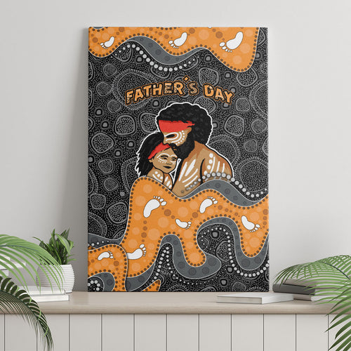 Australia Aboriginal Fathers Day Canvas Wall Art Indigenous Dot Art - Family Footprint
