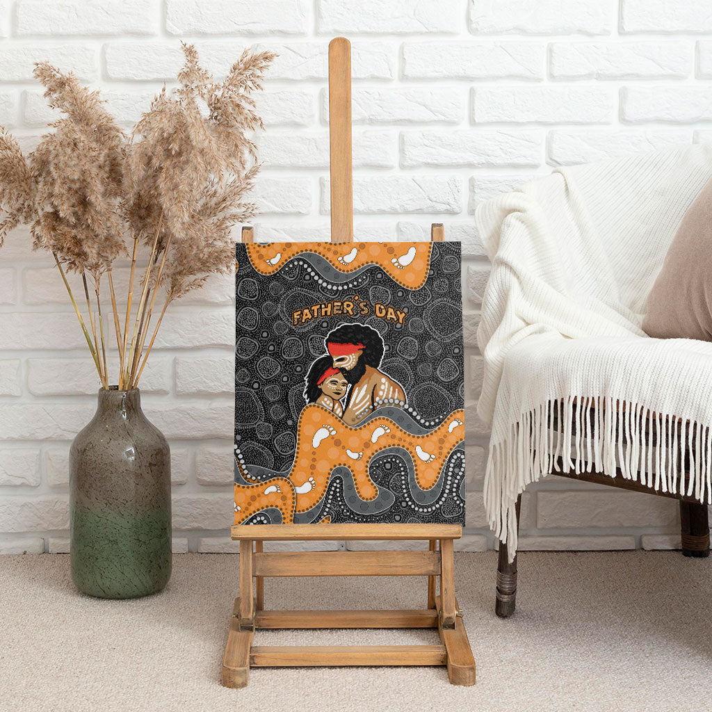 Australia Aboriginal Fathers Day Canvas Wall Art Indigenous Dot Art - Family Footprint